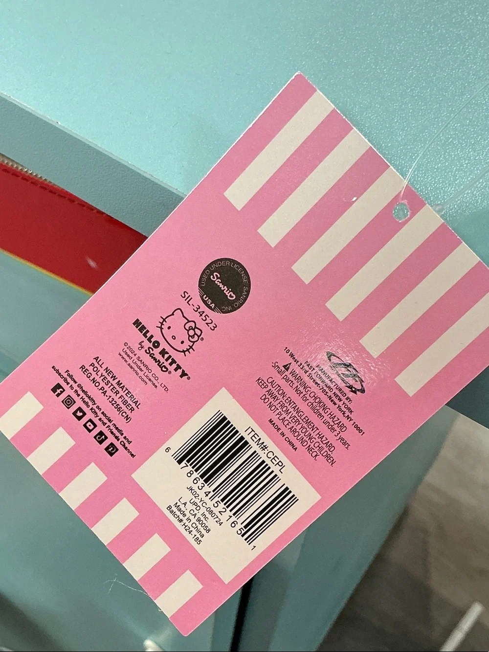 Hello Kitty White Plush Face Pouch with Pink Bow